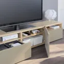 IKEA BESTÅ БЕСТО, тумба під телевізор, дуб білий морений / бежевий глянцевий сельвікен, 180x42x39 см 893.990.82 фото thumb №5