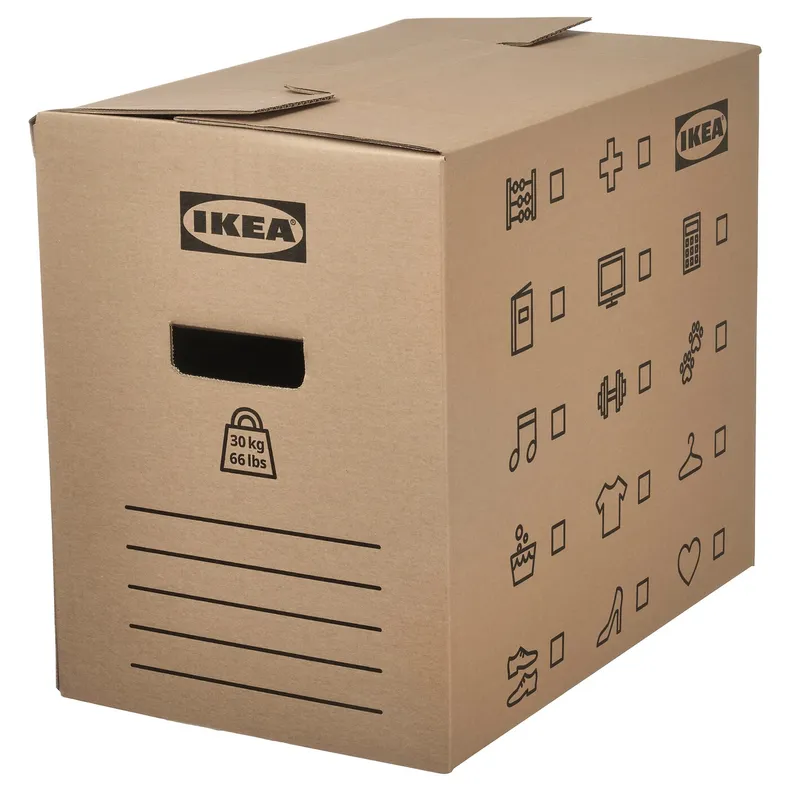 IKEA DUNDERGUBBE ДУНДЕРГУББЕ, коробка для переїзду, коричневий, 50x31x40 см 104.770.49 фото №6