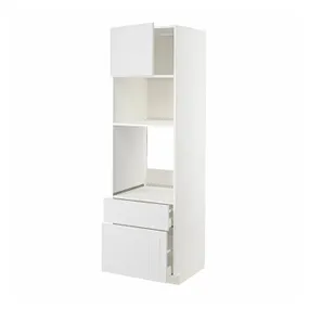 IKEA METOD МЕТОД / MAXIMERA МАКСИМЕРА, высок шкаф д / духовки / СВЧ / дверца / 2ящ, белый / Стенсунд белый, 60x60x200 см 594.570.35 фото