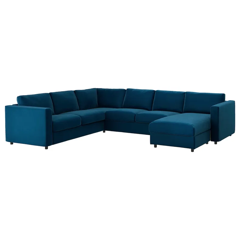 IKEA VIMLE ВИМЛЕ, 5-местный угловой диван, с шезлонгом/Джупарпом темно-зелено-голубого цвета 994.341.41 фото №1