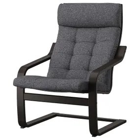 IKEA POÄNG ПОЕНГ, крісло, чорно-коричневий / ГУННАРЕД темно-сірий 695.020.61 фото