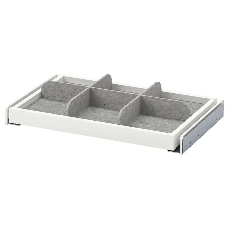 IKEA KOMPLEMENT КОМПЛЕМЕНТ, висувна полиця з роздільником, білий/світло-сірий, 50x35 см 993.320.48 фото №1
