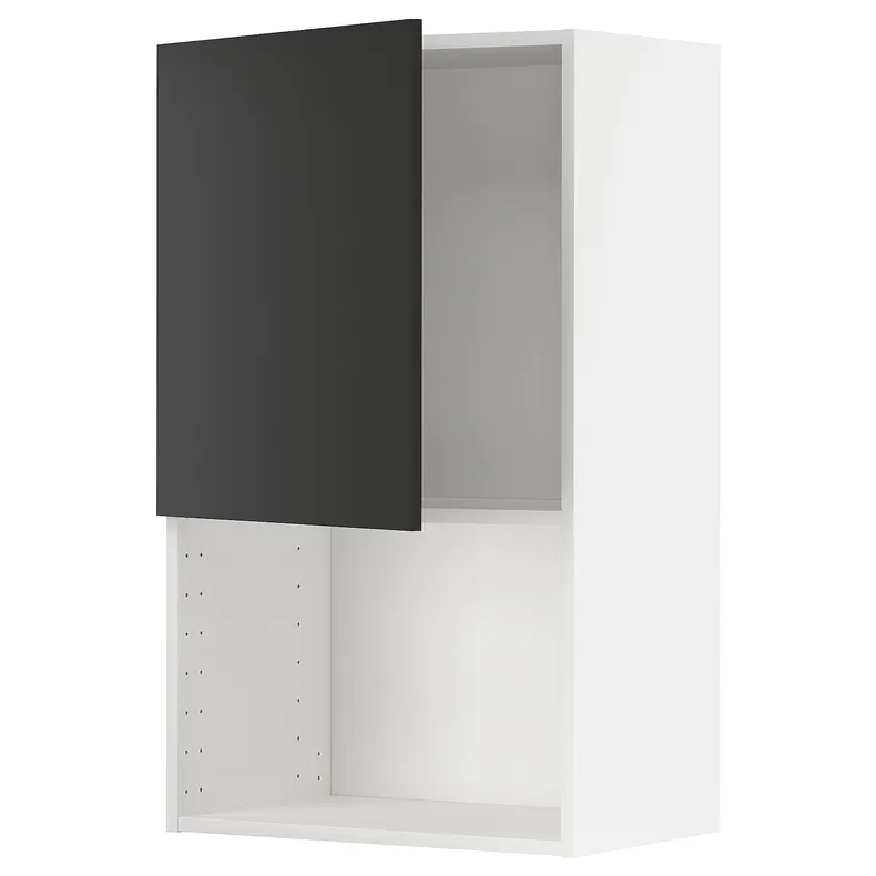 IKEA METOD МЕТОД, навесной шкаф для СВЧ-печи, белый / Никебо матовый антрацит, 60x100 см 194.987.35 фото №1