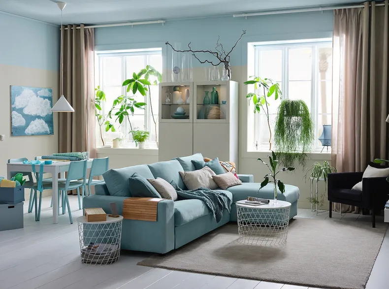 IKEA VIMLE ВІМЛЕ, 3-місний диван із кушеткою, з широкими підлокітниками / САКСЕМАРА світло-синій 294.014.55 фото №2