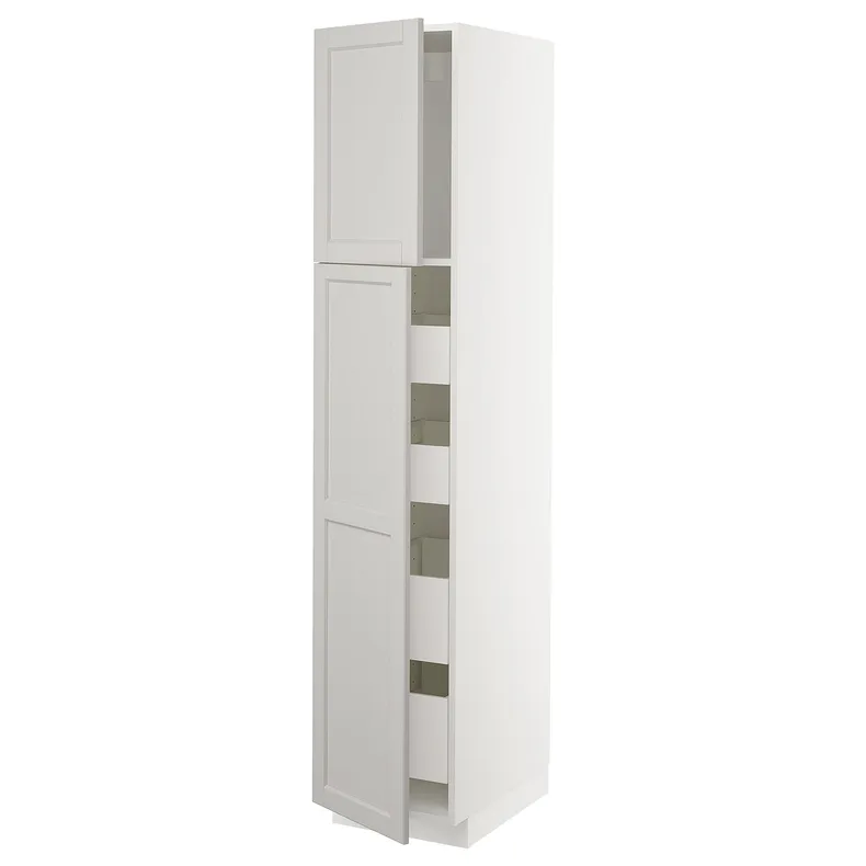 IKEA METOD МЕТОД / MAXIMERA МАКСИМЕРА, высокий шкаф / 2дверцы / 4ящика, белый / светло-серый, 40x60x200 см 694.695.56 фото №1