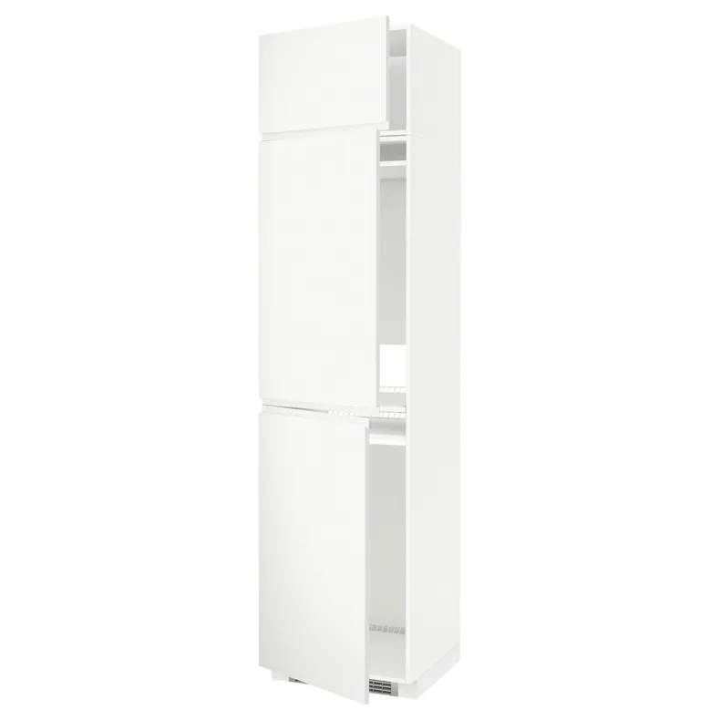 IKEA METOD МЕТОД, высокий шкаф д / холод / мороз / 3 дверцы, белый / Воксторп матовый белый, 60x60x240 см 194.639.48 фото №1