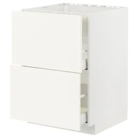 IKEA METOD МЕТОД / MAXIMERA МАКСІМЕРА, підлог шафа д / плит / вб витяжк з шухл, білий / ВАЛЛЬСТЕНА білий, 60x60 см 895.071.85 фото