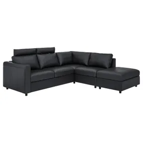 IKEA VIMLE ВИМЛЕ, 4-местный угловой диван, с открытым торцом с подголовником/Гранн/Бомстад черный 293.062.84 фото