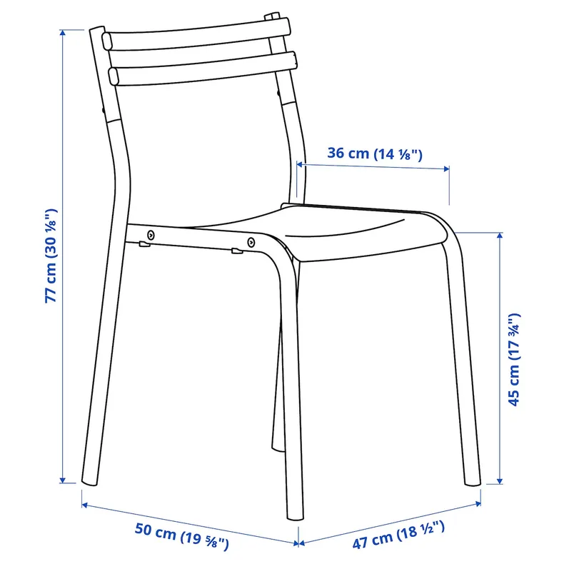 IKEA MELLTORP МЕЛЬТОРП / GENESÖN ГЕНЕШЁН, стол и 2 стула, белый белый / металлический синий, 75 см 995.363.52 фото №4