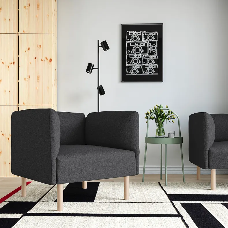 IKEA LILLEHEM ЛИЛЛЕХЕМ, кресло, Окрашенное дерево темно-серого цвета 794.703.09 фото №2