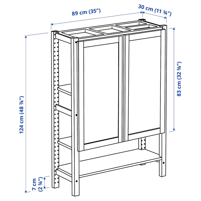 IKEA IVAR ИВАР, стеллаж с дверцами, сосна / войлок, 89x30x124 см 895.078.83 фото №5