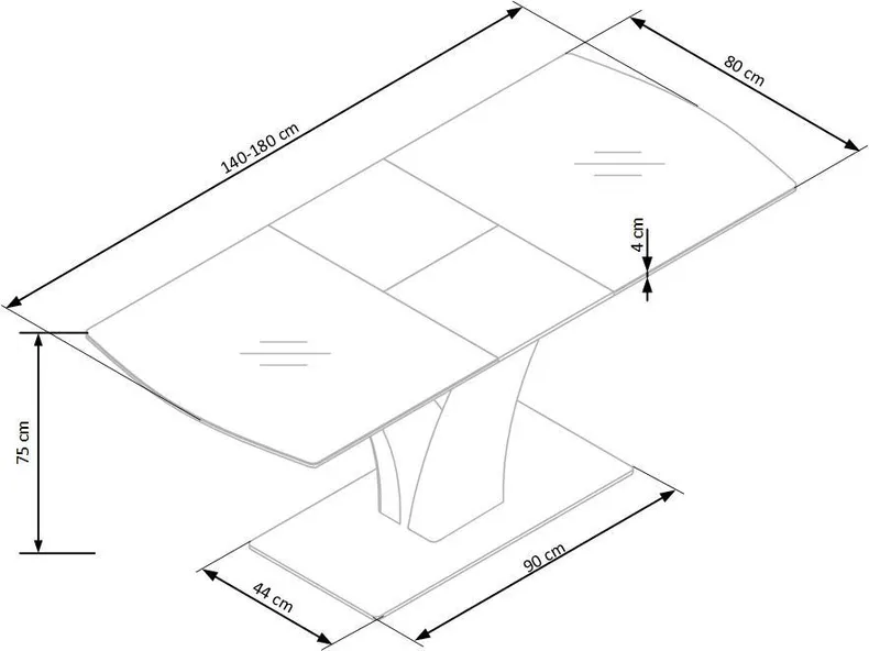 Обідній стіл розкладний HALMAR PALERMO 140-180x80 см, білий матовий фото №14