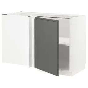 IKEA METOD МЕТОД, угловой напольный шкаф с полкой, белый / Воксторп темно-серый, 128x68 см 794.664.06 фото