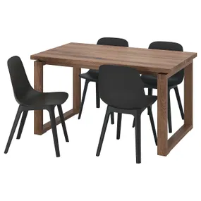 IKEA MÖRBYLÅNGA МОРБИЛОНГА / ODGER ОДГЕР, стол и 4 стула, okl дуб коричневый морилка / антрацит, 140x85 см 193.050.44 фото