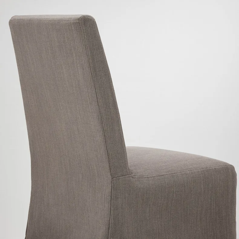 IKEA BERGMUND БЕРГМУНД, стул с чехлом средней длины, белый / нольгага серый / бежевый 393.900.03 фото №7