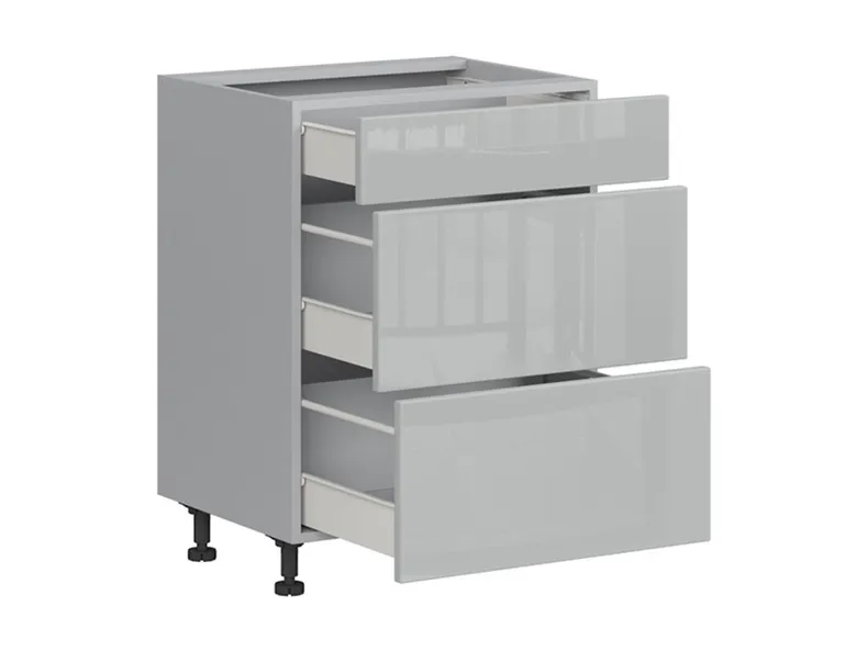 BRW Кухонный базовый шкаф Top Line 60 см с выдвижными ящиками серый глянец, серый гранола/серый глянец TV_D3S_60/82_2SMB/SMB-SZG/SP фото №3