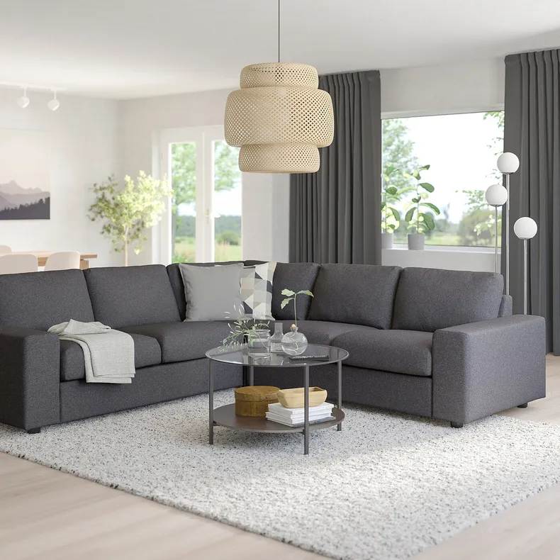 IKEA VIMLE ВИМЛЕ, 4-местный угловой диван, с широкими подлокотниками / средне-серый цвет 994.017.96 фото №2