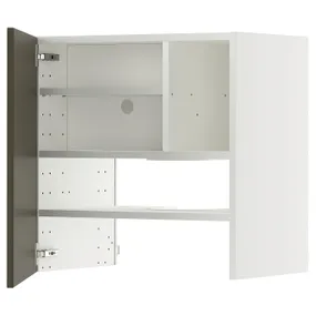 IKEA METOD МЕТОД, настінн шаф д/витяжки з полиц/дверц, білий/хавсторп коричневий/бежевий, 60x60 см 995.586.50 фото