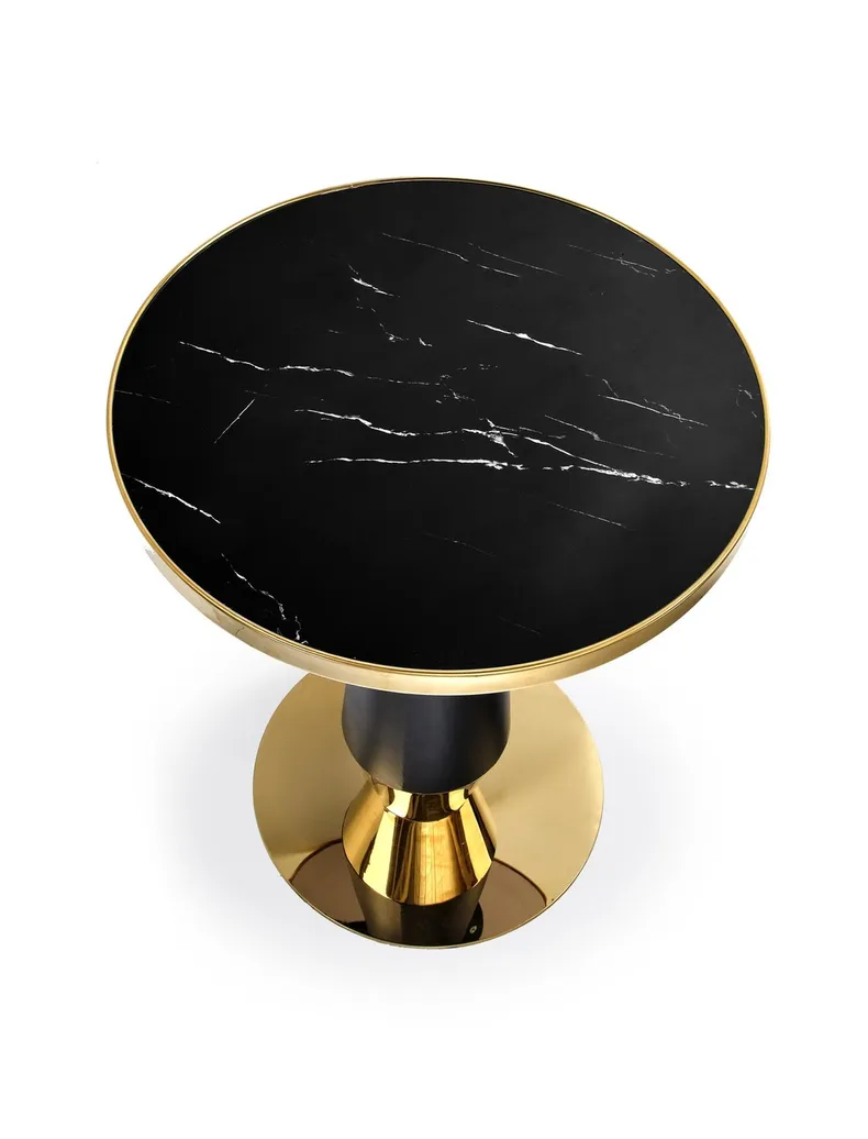 Обеденный стол HALMAR MOLINA 59x59 см, черный мрамор / черный / золотой фото №11
