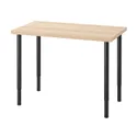 IKEA LINNMON ЛИННМОН / OLOV ОЛОВ, письменный стол, дуб, окрашенный в белый / черный цвет, 100x60 см 194.163.58 фото thumb №1