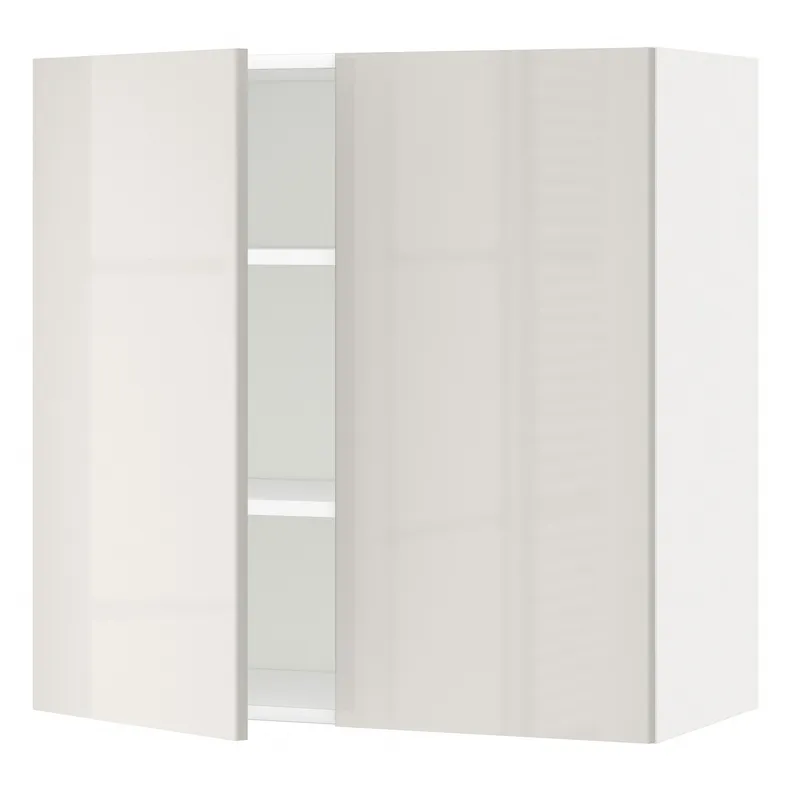 IKEA METOD МЕТОД, навесной шкаф с полками / 2дверцы, белый / светло-серый, 80x80 см 694.584.59 фото №1