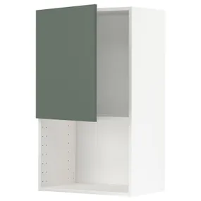 IKEA METOD МЕТОД, навесной шкаф для СВЧ-печи, белый / бодарский серо-зеленый, 60x100 см 094.619.16 фото
