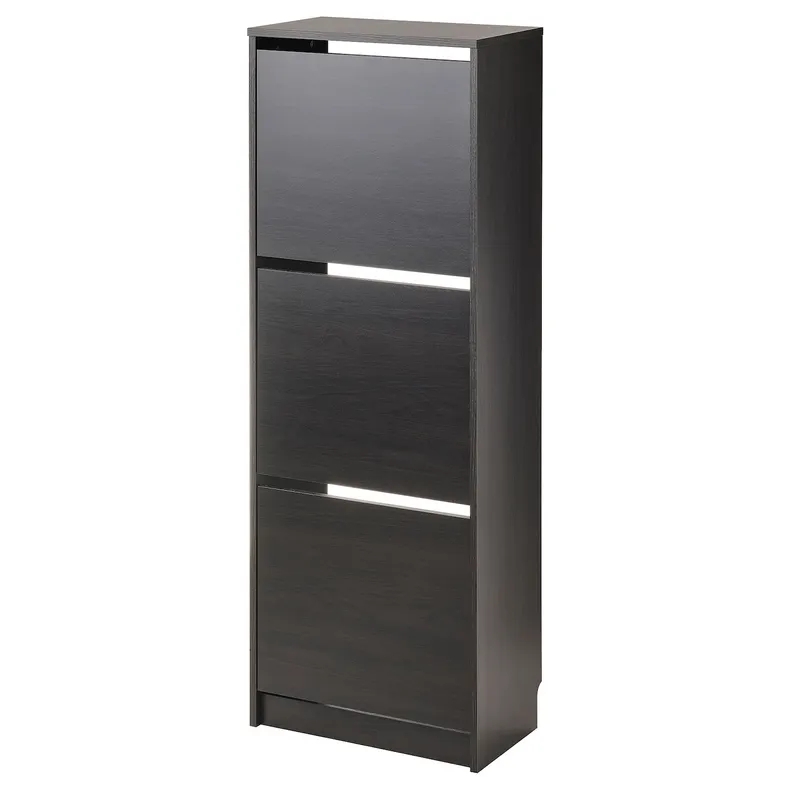 IKEA BISSA БІССА, шафа для взуття з 3 відділеннями, чорно-коричневий, 49x28x135 см 605.302.09 фото №1