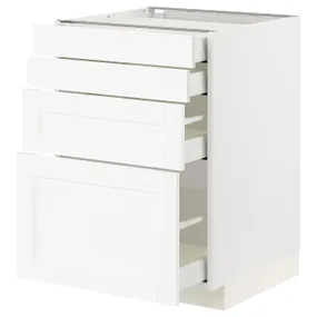 IKEA METOD МЕТОД / MAXIMERA МАКСИМЕРА, напольный шкаф 4 фасада / 4 ящика, белый Энкёпинг / белая имитация дерева, 60x60 см 894.734.30 фото