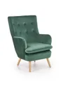 Крісло м'яке HALMAR RAVEL темно-зелений/натуральний фото