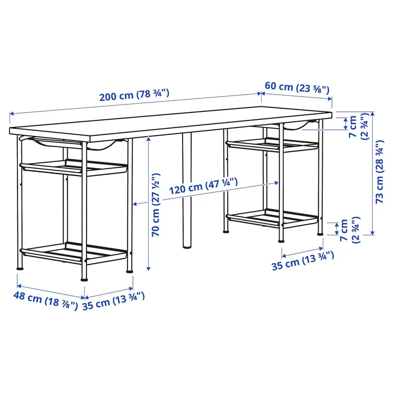 IKEA LAGKAPTEN ЛАГКАПТЕН / SPÄND СПЕНД, письмовий стіл, Чорний/коричневий/білий, 200x60 см 195.685.30 фото №6