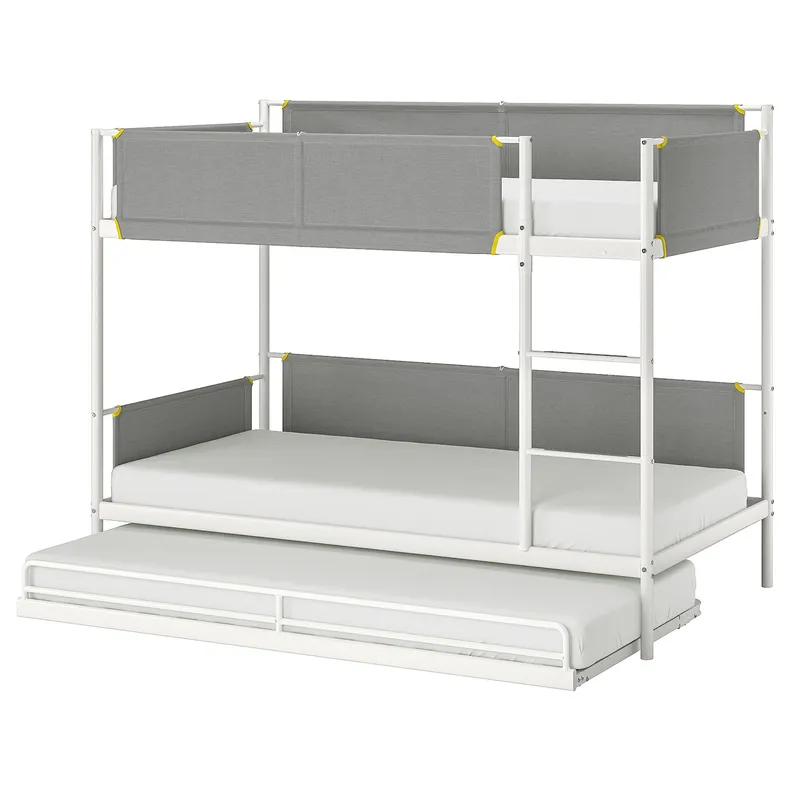 IKEA VITVAL ВІТВАЛЬ, каркас двояр ліжка з нижньою рам, білий/світло-сірий, 90x200 см 193.029.22 фото №1