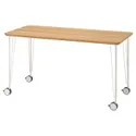 IKEA ANFALLARE АНФАЛЛАРЕ / KRILLE КРИЛЛЕ, письменный стол, бамбук / белый, 140x65 см 894.177.07 фото thumb №1