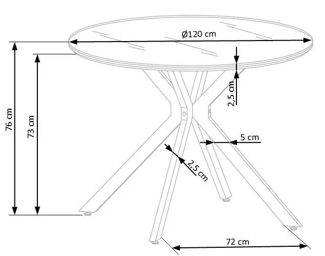 Стіл кухонний круглий HALMAR AVELAR 120x120 см, стільниця - чорна/біла, ніжки - чорні фото №9