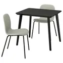 IKEA LISABO ЛІСАБО / KARLPETTER КАРЛЬПЕТТЕР, стіл+2 стільці, чорний / Gunnared світло-зелений чорний, 88x78 см 495.683.88 фото thumb №1