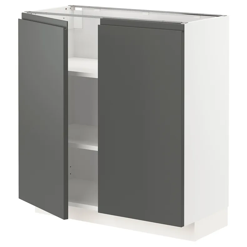 IKEA METOD МЕТОД, підлогова шафа з полицями / 2 дверцят, білий / Voxtorp темно-сірий, 80x37 см 194.578.91 фото №1