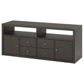 IKEA KALLAX КАЛЛАКС, шкаф для ТВ, комбинация, черно-коричневый, 147x39x60 см 795.606.73 фото