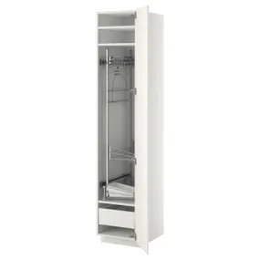 IKEA METOD МЕТОД / MAXIMERA МАКСИМЕРА, высокий шкаф с отд д / акс д / уборки, белый / белый, 40x60x200 см 093.542.33 фото
