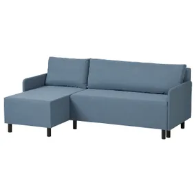 IKEA BRUKSVARA БРУКСВЭРА, 3-местный диван-кровать с козеткой, Книса средне-синяя 005.759.03 фото