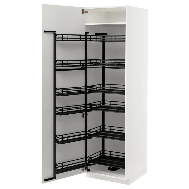 IKEA METOD МЕТОД, высокий шкаф с выдвижным модулем, белый / Рингхульт белый, 60x60x200 см 494.720.17 фото №1