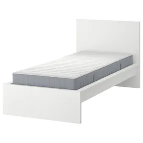 IKEA MALM МАЛЬМ, каркас ліжка з матрацом, білий / валевог середньої твердості, 90x200 см 995.446.39 фото