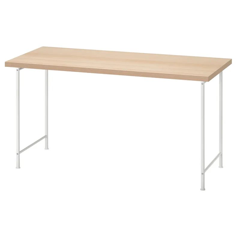 IKEA LAGKAPTEN ЛАГКАПТЕН / SPÄND СПЭНД, письменный стол, Дуб, окрашенный в белый/белый цвет, 140x60 см 695.636.91 фото №1