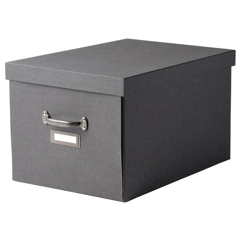 IKEA TJOG ТЙОГ, коробка для зберігання з кришкою, темно-сірий, 35x56x30 см 804.776.68 фото №1
