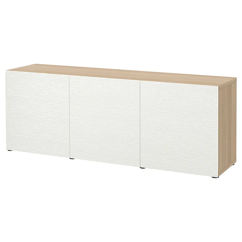 IKEA BESTÅ БЕСТО, комбинация для хранения с дверцами, Дуб беленый / Лаксвикен белый, 180x42x65 см 293.250.08 фото №1