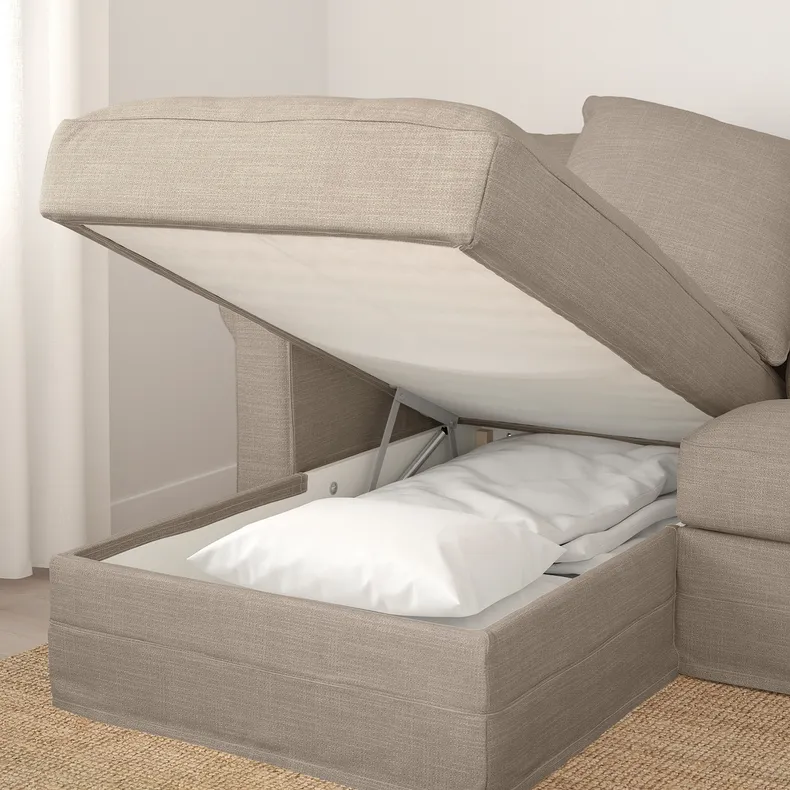IKEA GRÖNLID ГРЕНЛІД, 3-місний диван-ліжко, з шезлонгом / бежевий 995.364.51 фото №4