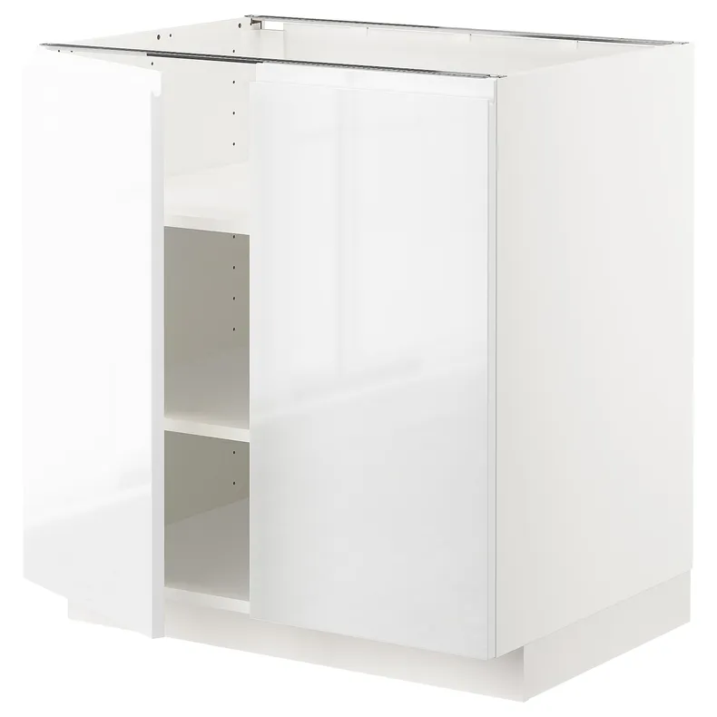 IKEA METOD МЕТОД, напольный шкаф с полками / 2дверцами, белый / Воксторп глянцевый / белый, 80x60 см 594.649.03 фото №1