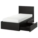 IKEA MALM МАЛЬМ, каркас ліжка, високий, 2 крб д / збер, чорно-коричневий / ЛУРОЙ, 90x200 см 690.115.05 фото thumb №1