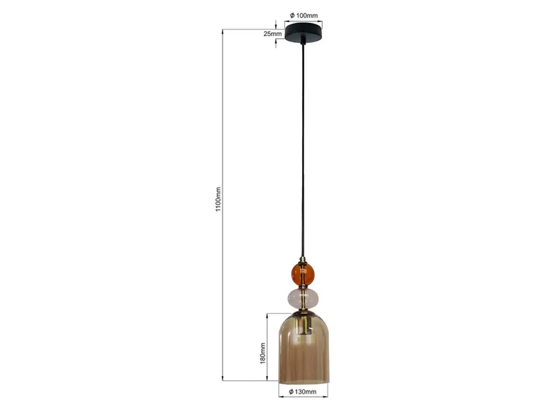 BRW Подвесной светильник Tropea 13 см из янтарного стекла 094591 фото №3