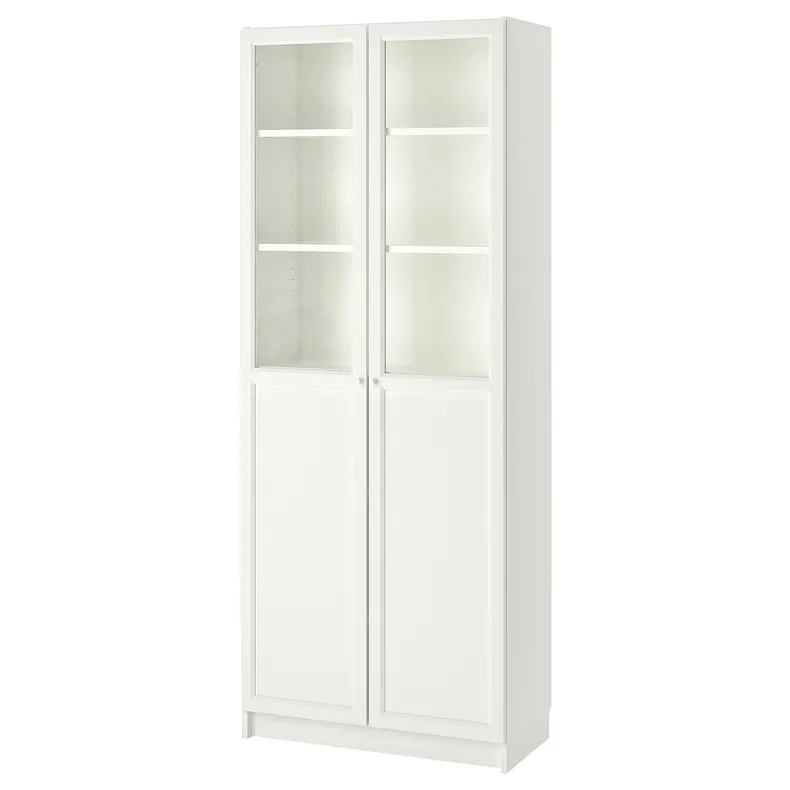 IKEA BILLY БІЛЛІ, стелаж панель / скляні дверцята, білий, 80x42x202 см 693.988.37 фото №1