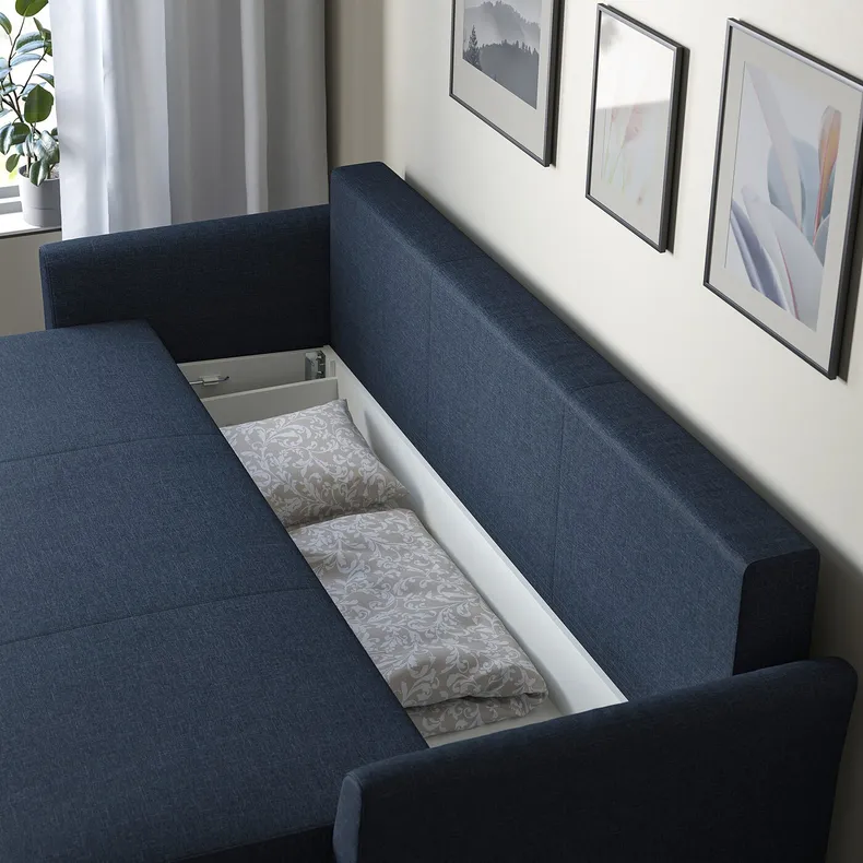 IKEA HOLMSUND ХОЛЬМСУНД, 3-місний диван-ліжко, КІЛАНДА темно-синій 095.169.28 фото №5