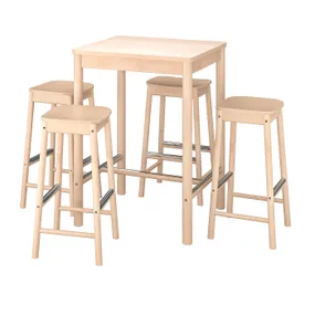 IKEA RÖNNINGE РЁННИНГЕ / RÖNNINGE РЁННИНГЕ, барный стол+4 барных стула, берёза/берёза 094.423.05 фото